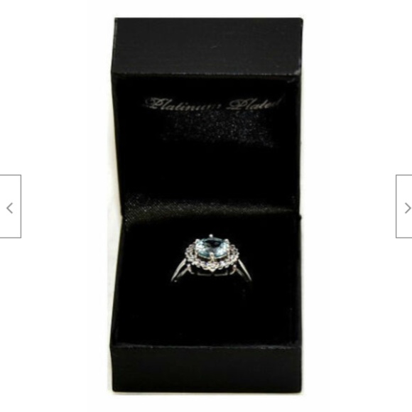 Silver and Blue Topaz Halo Ring Size 8 December Birthstone - Picture 5 of 11